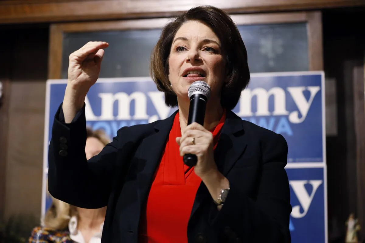 Democratic presidential candidate Sen. Amy Klobuchar (D-Minn.) speaks during a stop at the Corner Sundry in Indianola, Iowa, on Dec. 6, 2019. (Charlie Neibergall/AP Photo)