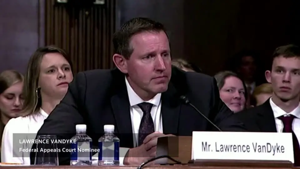 Lawrence VanDyke, nominee to the U.S. Federal Judiciary, testifies before the Senate Judiciary Committee on Capitol Hill on Oct. 30, 2019. (2019 Thomson Reuters)