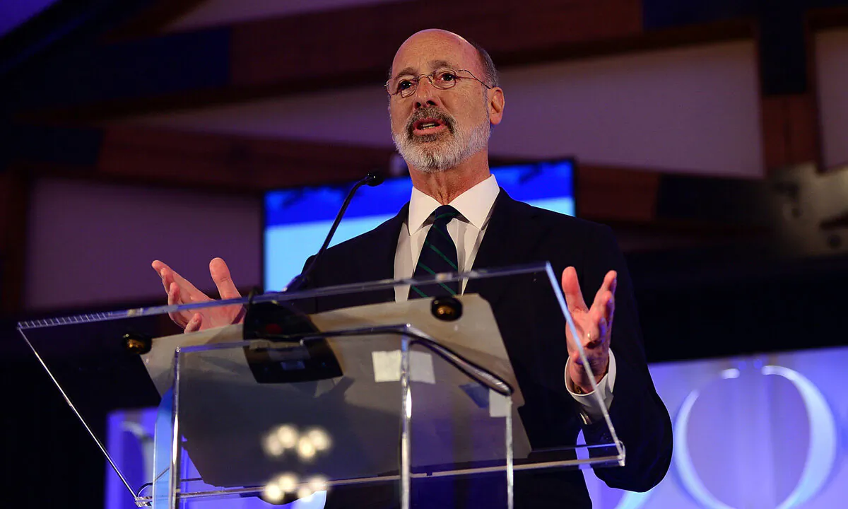 Pennsylvania Gov. Tom Wolf speaks on stage during the Geisinger National Symposium, "From Crisis to Cure: Revitalizing America's Healthcare System," in Danville, PA, on Nov. 9, 2017. Lisa Lake/Getty Images for Geisinger Symposium