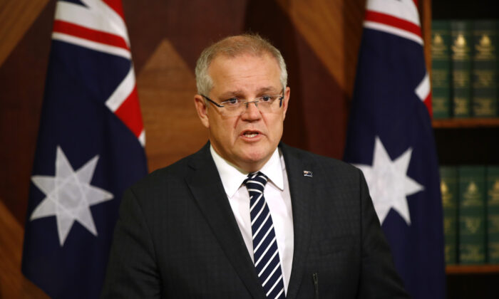 Prime Minister Scott Morrison talks to the media at a press conference in Melbourne, Australia on Dec. 12, 2019. (Daniel Pockett/Getty Images)