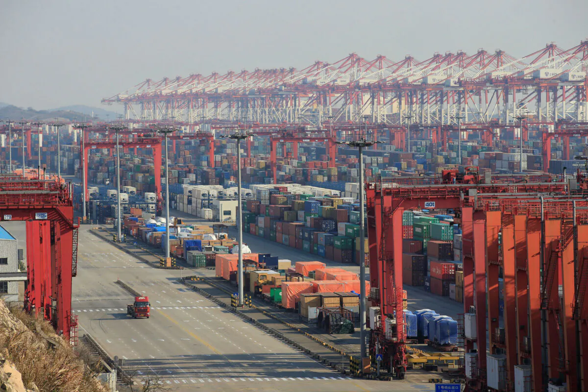 Containers are seen at the Yangshan Deep Water Port, part of the Shanghai Free Trade Zone, in Shanghai, China on Feb. 13, 2017. (Aly Song/Reuters)
