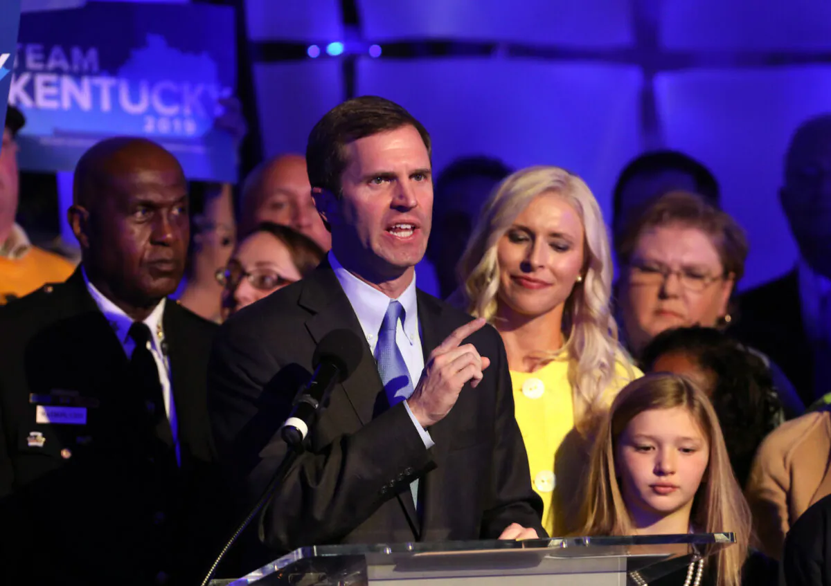 Andy Beshear speaks to supporters in Louisville, Kentucky on Nov. 5, 2019.(John Sommers II/Getty Images)