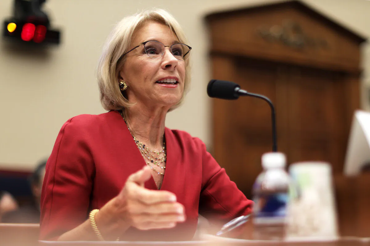 U.S. Secretary of Education Betsy DeVos testifies during a hearing before House Education and Labor Committee December 12, 2019 on Capitol Hill in Washington, DC. (Alex Wong/Getty Images)