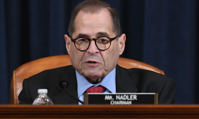 House Judiciary Chairman Jerry Nadler (D-N.Y.) speaks before the start of the House Judiciary Committee's vote on House Resolution 755, Articles of Impeachment Against President Donald Trump, on Capitol Hill in Washington on Dec. 13, 2019. (Saul Loeb/AFP via Getty Images)