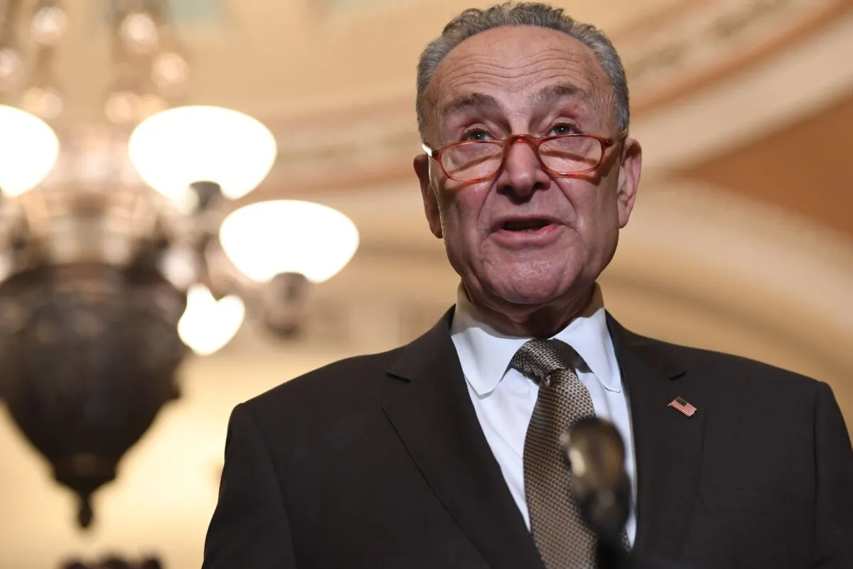 Senate Minority Leader Chuck Schumer (D-N.Y.) speaks during a press conference at the U.S. Capitol in Washington on Dec. 10, 2019. (Saul Loeb/AFP via Getty Images)