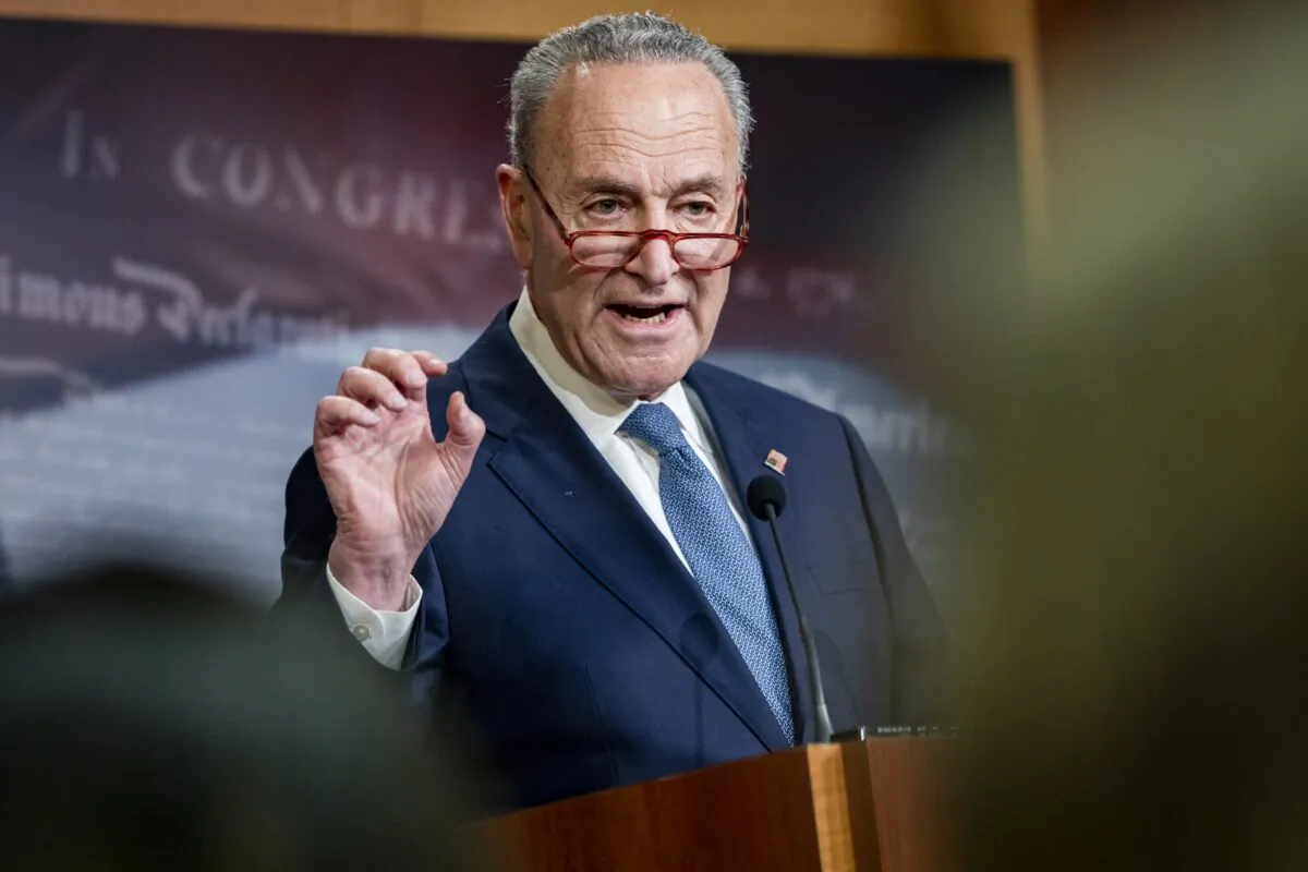 Senate Minority Leader Chuck Schumer (D-N.Y.) holds a press conference at the U.S. Capitol in Washington on Dec. 16, 2019. (Samuel Corum/Getty Images)