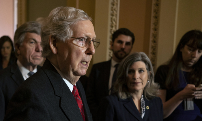 Senate Majority Leader Mitch McConnell (R-KY) speaks during his weekly press conference at the U.S. Capitol  in Washington on Nov. 19, 2019. (Alex Edelman/Getty Images)