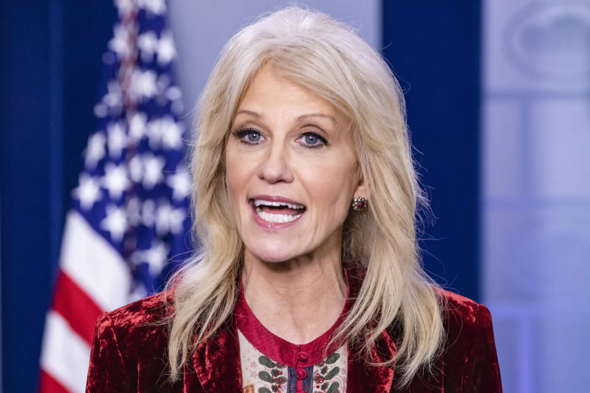 Kellyanne Conway, counselor to the president of the United States and White House adviser, speaks during an interview at the White House in Washington, on Dec. 16, 2019. (Samuel Corum/Getty Images)