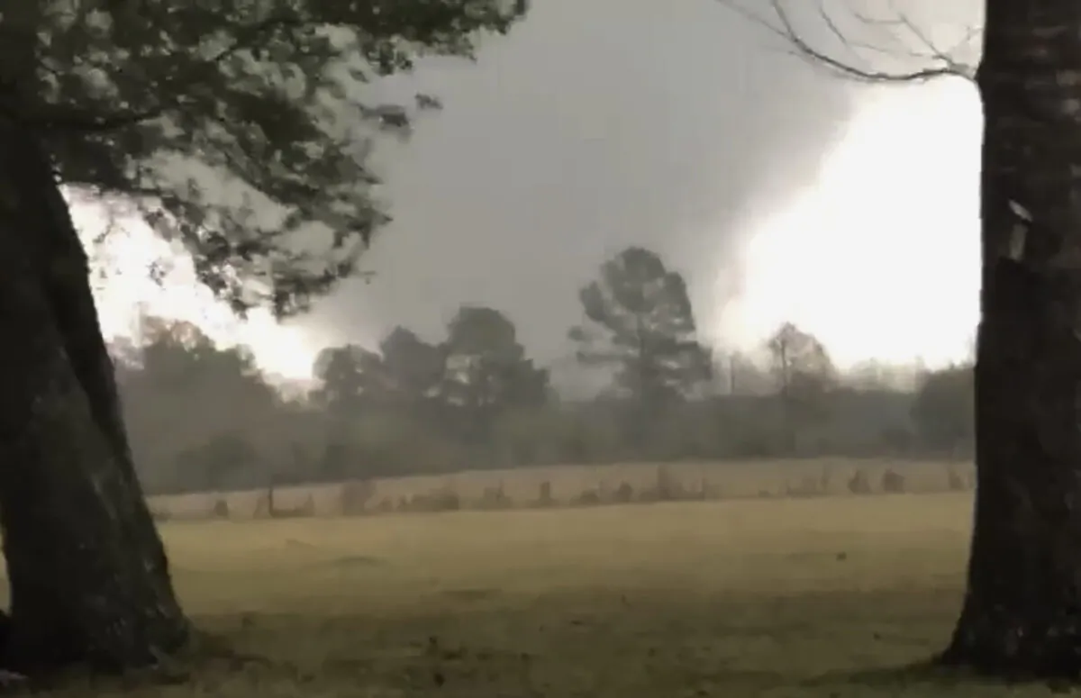This photo provided by Heather Welch shows a tornado in Rosepine, La., on Dec. 16, 2019. (Heather Welch via AP)