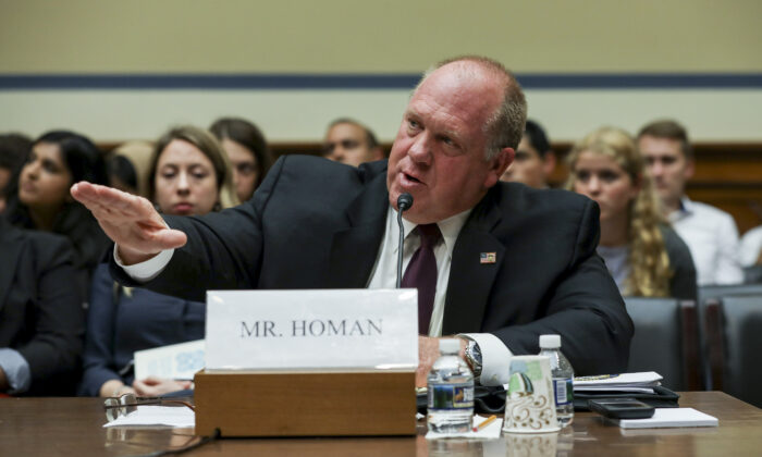 Former acting ICE Director Tom Homan testifies at a House hearing, in Washington on July 12, 2019. (Charlotte Cuthbertson/The Epoch Times)