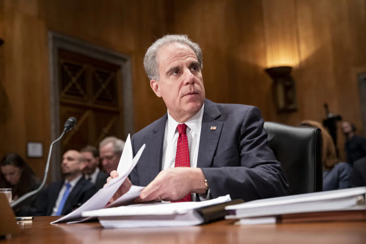Department of Justice Inspector General Michael Horowitz prepares to testify in a Senate Committee On Homeland Security And Governmental Affairs hearing on Dec. 18, 2019. (Samuel Corum/Getty Images)