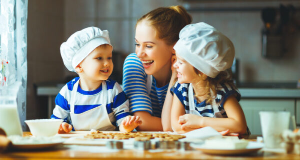 happy family in the kitchen