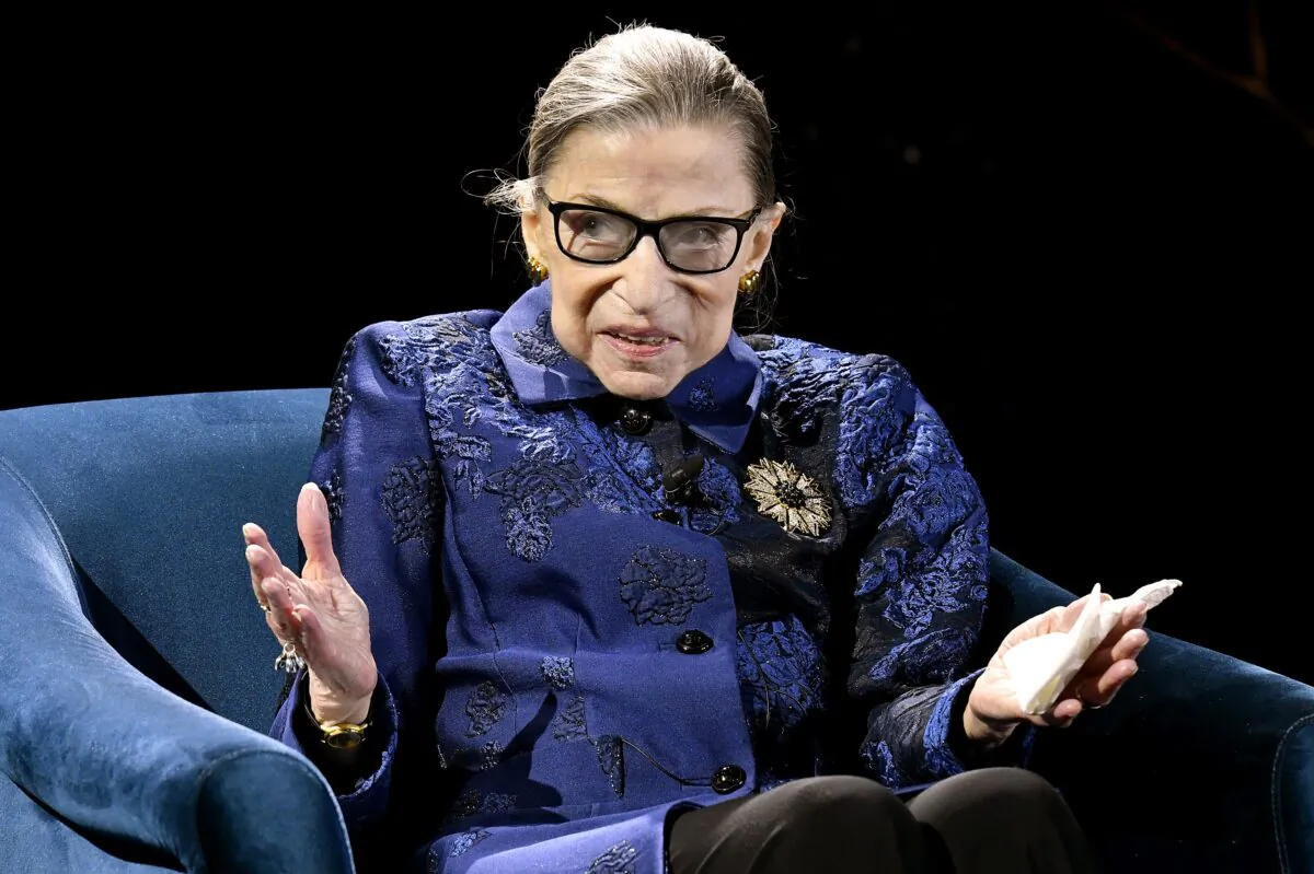 Justice Ruth Bader Ginsburg speaks onstage at the Fourth Annual Berggruen Prize Gala celebrating 2019 Laureate Supreme Court Justice Ruth Bader Ginsburg In New York City, N.Y., on Dec. 16, 2019. (Eugene Gologursky/Getty Images for Berggruen Institute )