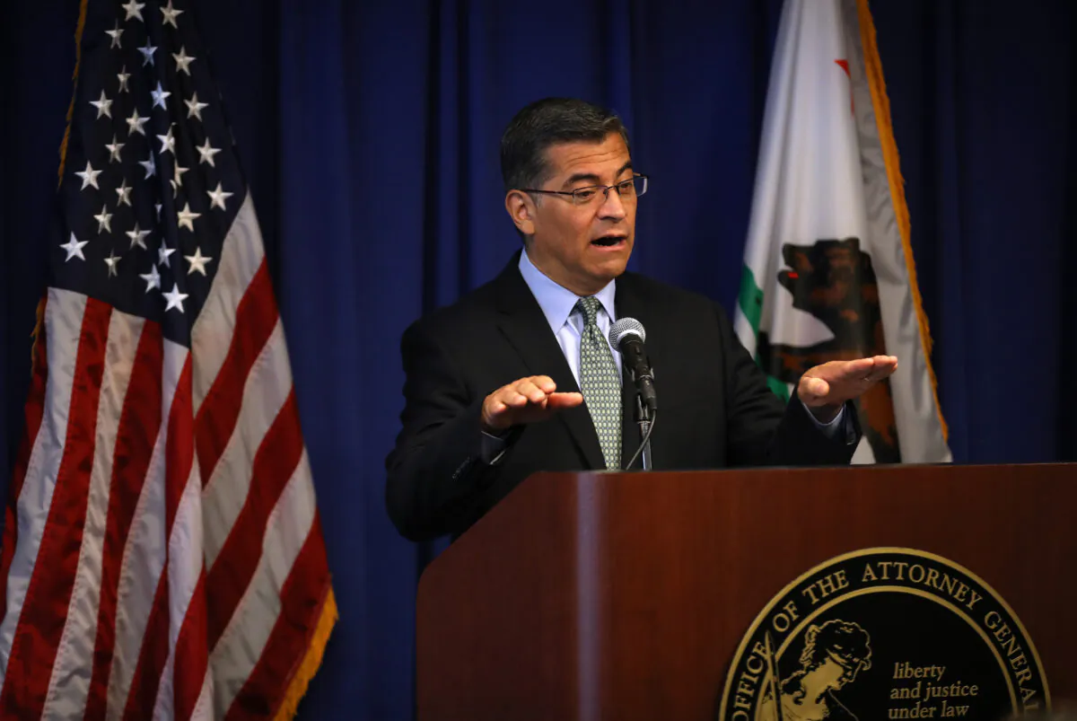 California Attorney General Xavier Becerra speaks during a news conference at the California Justice Department in Sacramento, California on Sept. 18, 2019. (Justin Sullivan/Getty Images)