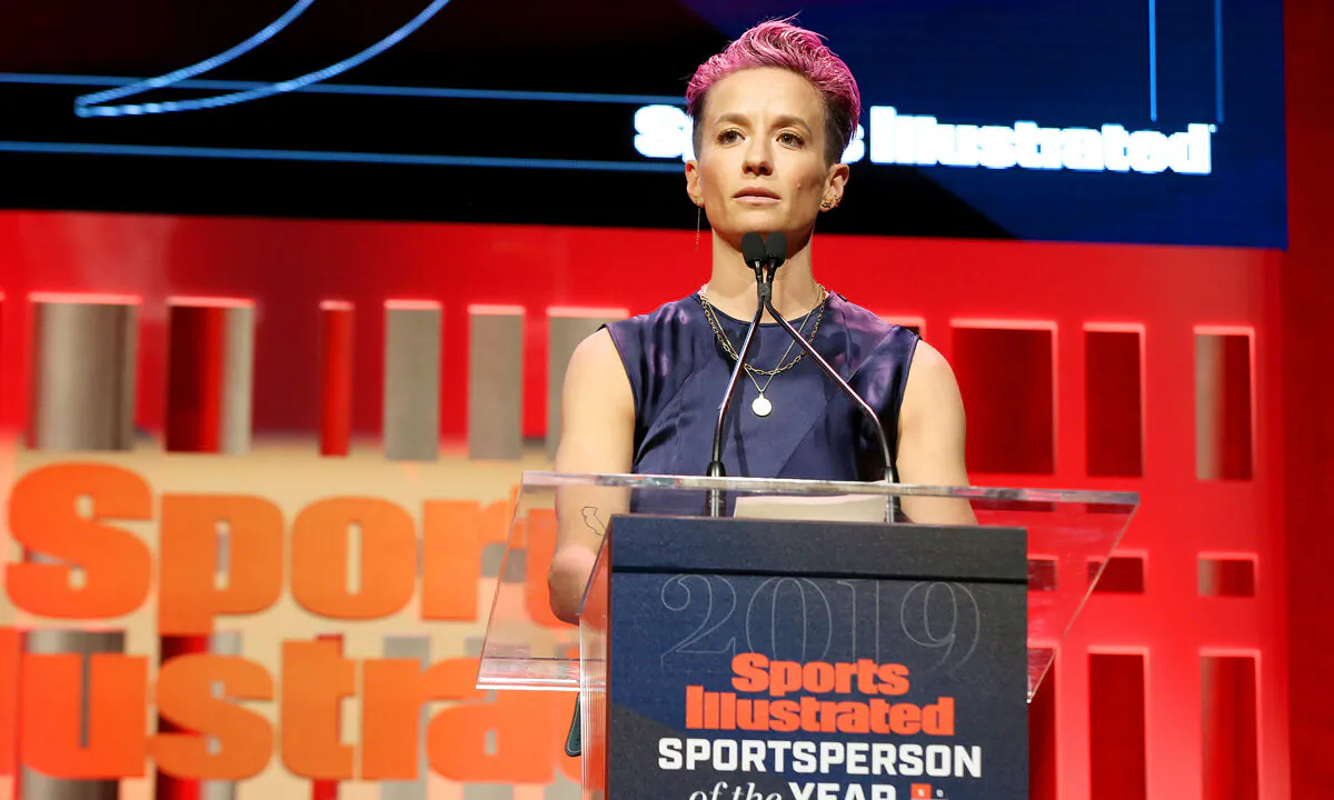 Sports Illustrated Sportsperson of the Year Award Winner Megan Rapinoe speaks onstage at The Ziegfeld Ballroom in New York City on Dec. 09, 2019. (Bennett Raglin/Getty Images for Sports Illustrated Sportsperson of the Year 2019)