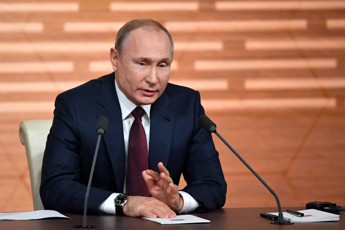 Russian President Vladimir Putin speaks during his annual press conference in Moscow on Dec. 19, 2019. (Photo by Alexander Nemenov/AFP/Getty Images)