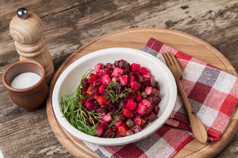 Beet vinaigrette, all cubed and cute. (Shutterstock)