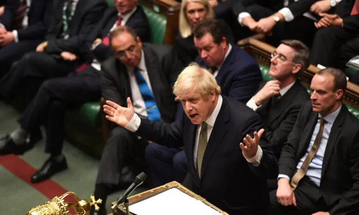 Britain's Prime Minister Boris Johnson speaks during the debate on the Queen's Speech in the House of Commons Chamber, in London, Britain, on Dec. 19, 2019. (©UK Parliament/Jessica Taylor/Handout via Reuters)