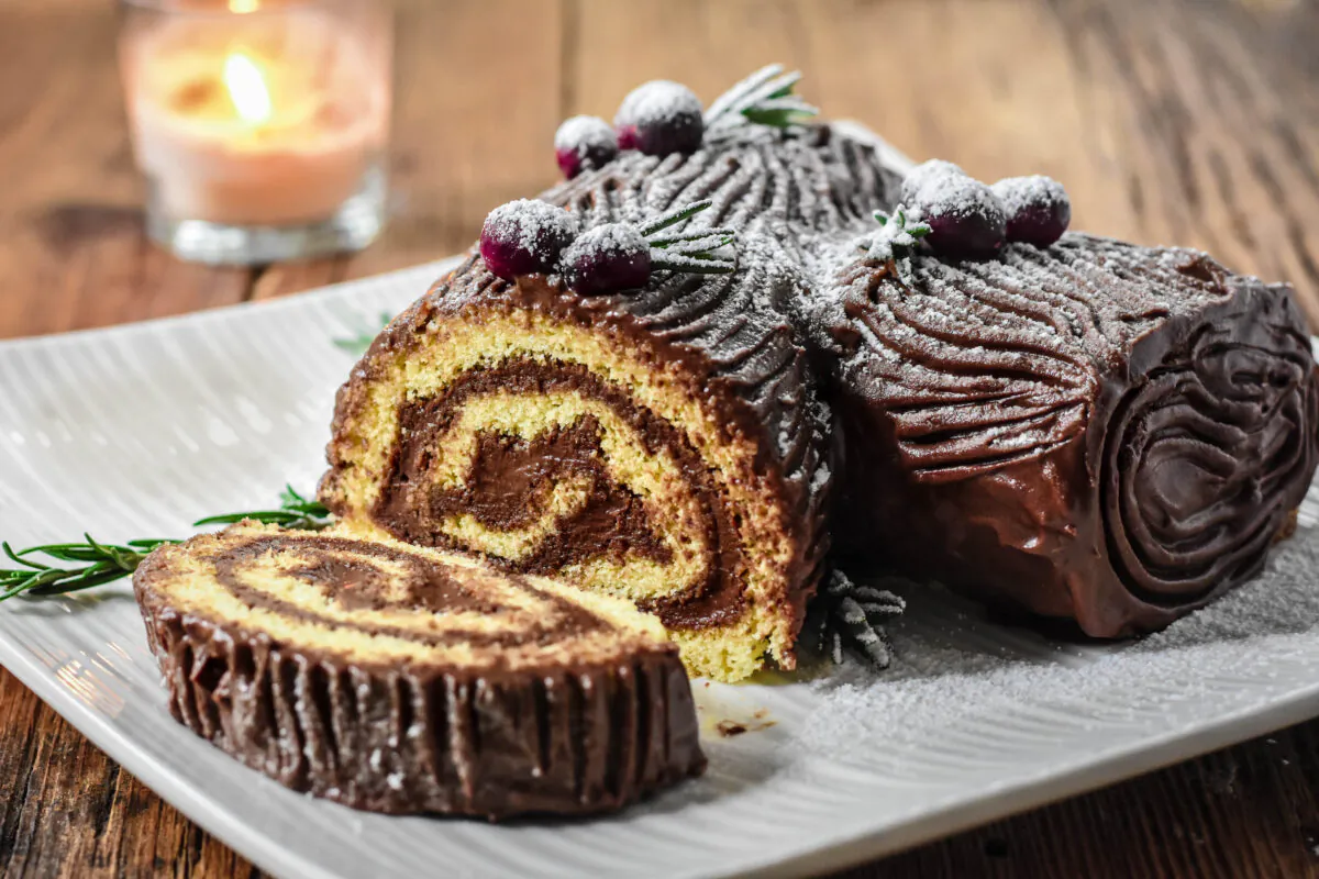 A homemade buche de noel makes for a showstopping holiday dessert. (Audrey Le Goff)