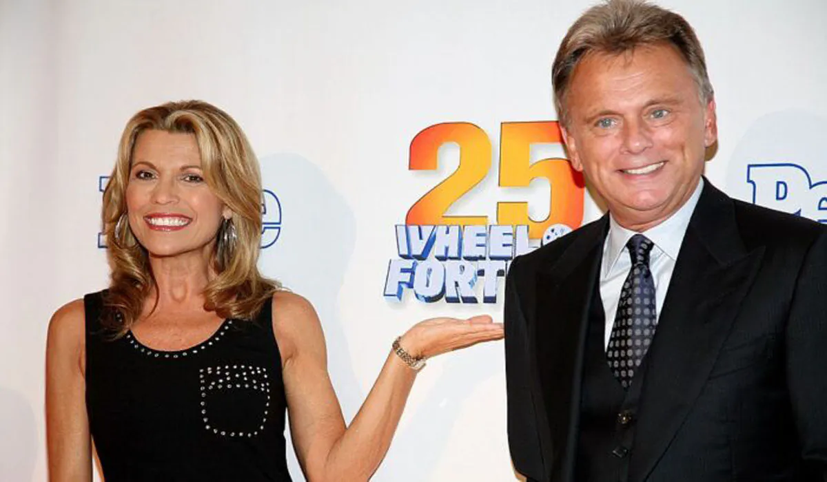 Host of the TV game show "Wheel Of Fortune" Pat Sajak and Vanna White attend the 25th anniversary celebration of the television game show "Wheel Of Fortune" at Radio City Music Hall in New York City on Sept. 27, 2007.  (Photo by Astrid Stawiarz/Getty Images)