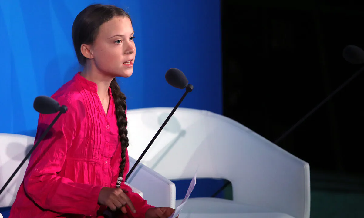 Swedish climate activist Greta Thunberg speaks at the United Nations during a summit on climate change in New York City on Sept. 23, 2019. (Spencer Platt/Getty Images)