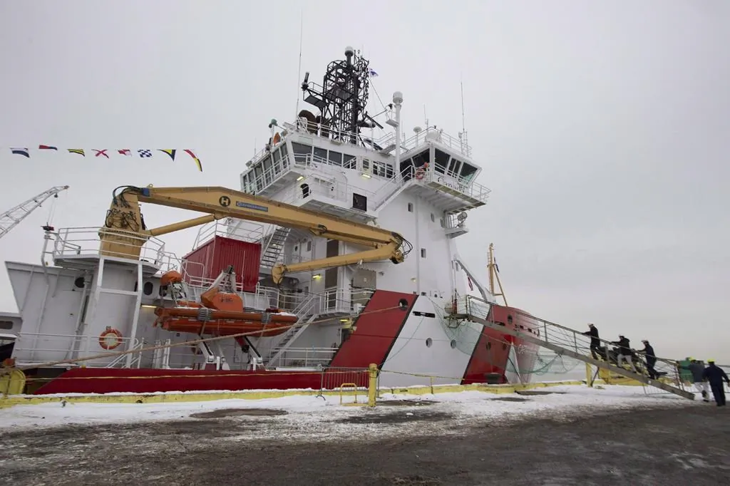The CCGS Captain Molly Kool is presented to the media after undergoing refit and conversion work at the Davie shipyard on Dec. 14, 2018 in Levis, Quebec. (The Canadian Press/Jacques Boissinot)