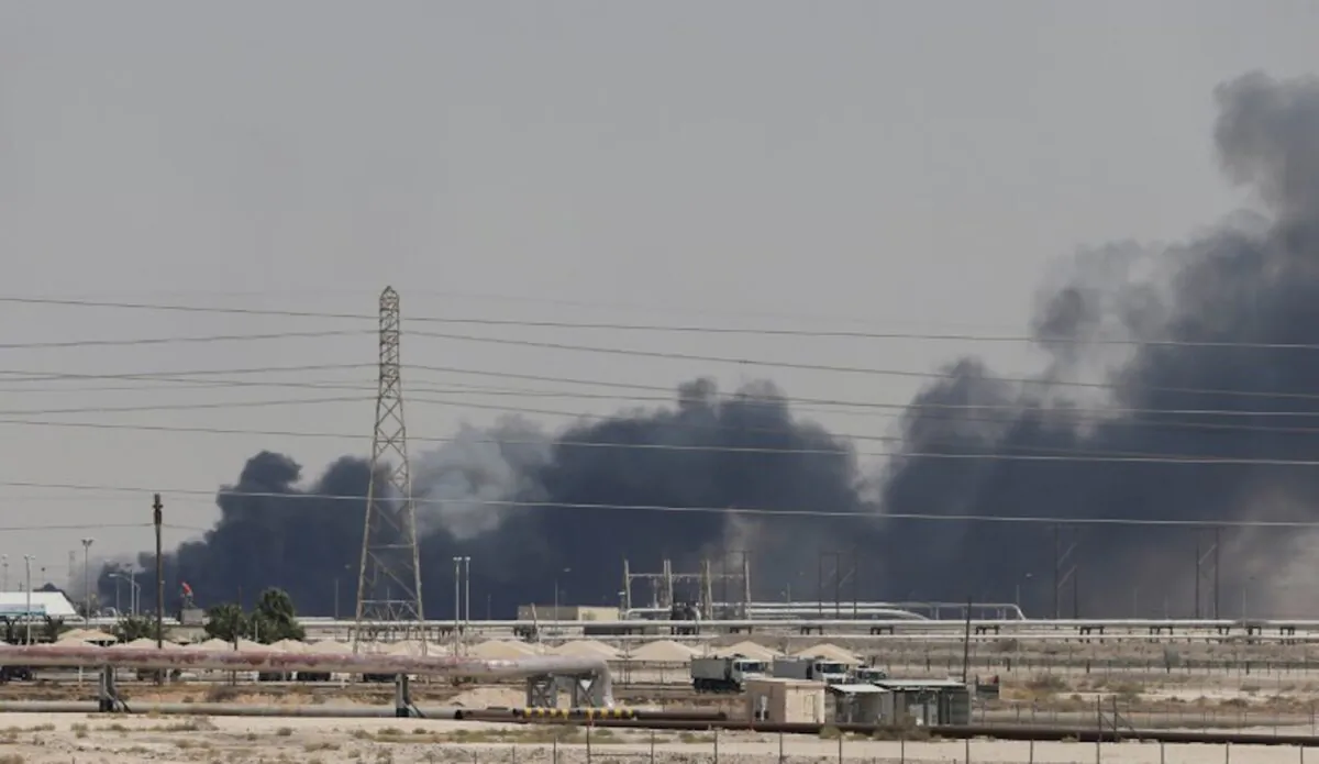 Smoke is seen following a fire at Aramco facility in the eastern city of Abqaiq, Saudi Arabia, Sept. 14, 2019. (Reuters/Stringer/File Photo)