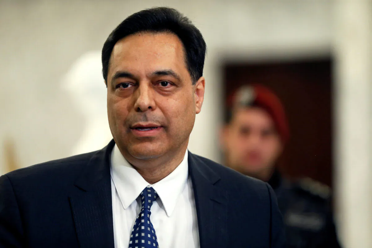 Hassan Diab talks to the media after being named Lebanon's new prime minister, at the presidential palace in Baabda, Lebanon, on Dec. 19, 2019. (Mohamed Azakir/Reuters)