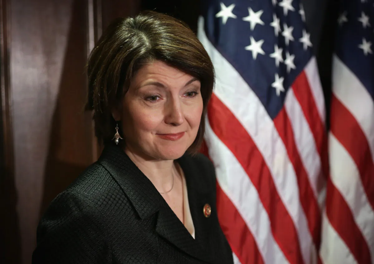 Rep. Cathy McMorris Rodgers (R-Wash.) listens during a media briefing in Washington on March 5, 2014. (Alex Wong/Getty Images)