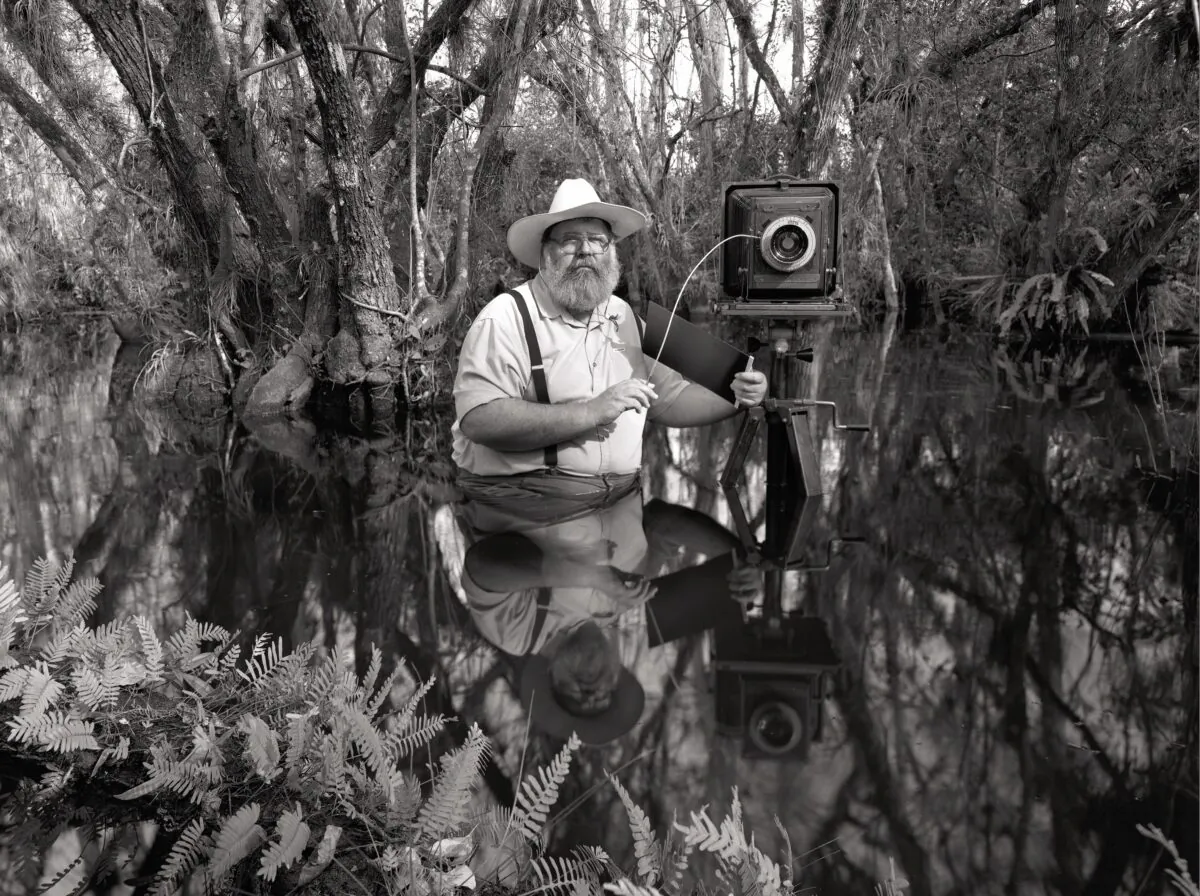 Clyde Butcher photographing in the Everglades. (Courtesy of Clyde Butcher)