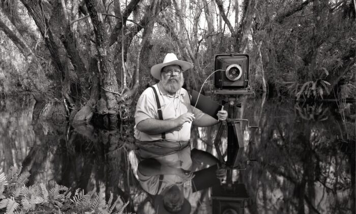 Clyde Butcher photographing in the Everglades. (Courtesy of Clyde Butcher)