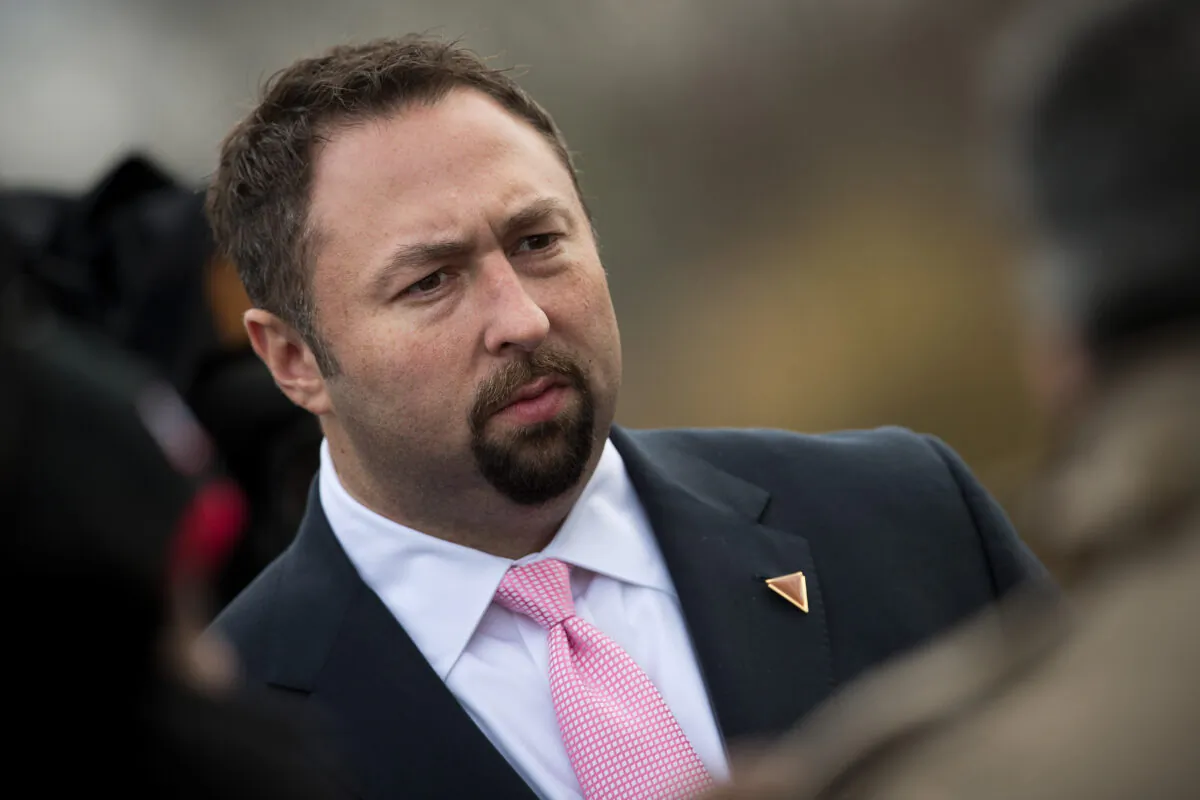 Jason Miller, former communications director for the Trump transition team, briefs reporters at Trump International Golf Club, in Bedminster Township, New Jersey, Nov. 20, 2016. (Drew Angerer/Getty Images)