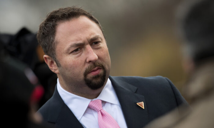Jason Miller, former communications director for the Trump transition team, briefs reporters at Trump International Golf Club, November 20, 2016 in Bedminster Township, New Jersey. (Drew Angerer/Getty Images)