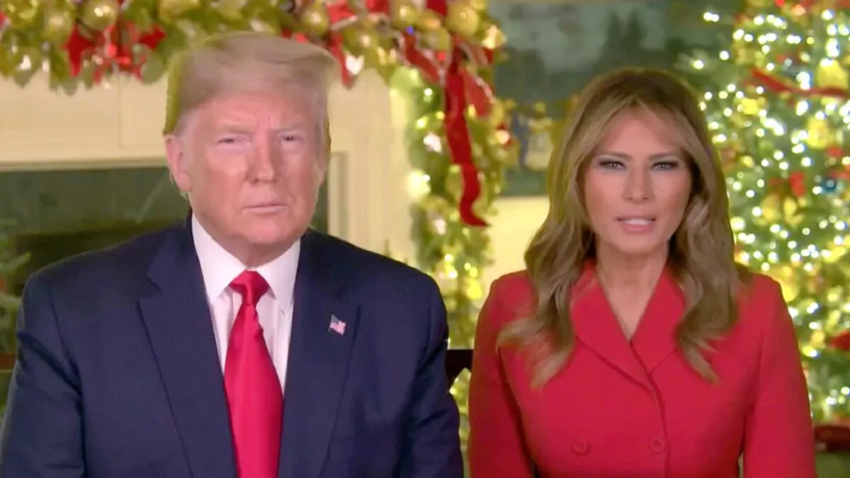 President Donald Trump and First Lady Melania Trump send Christmas greetings to Americans in a video released on Dec. 25, 2019. (Video screenshot/White House Handout)