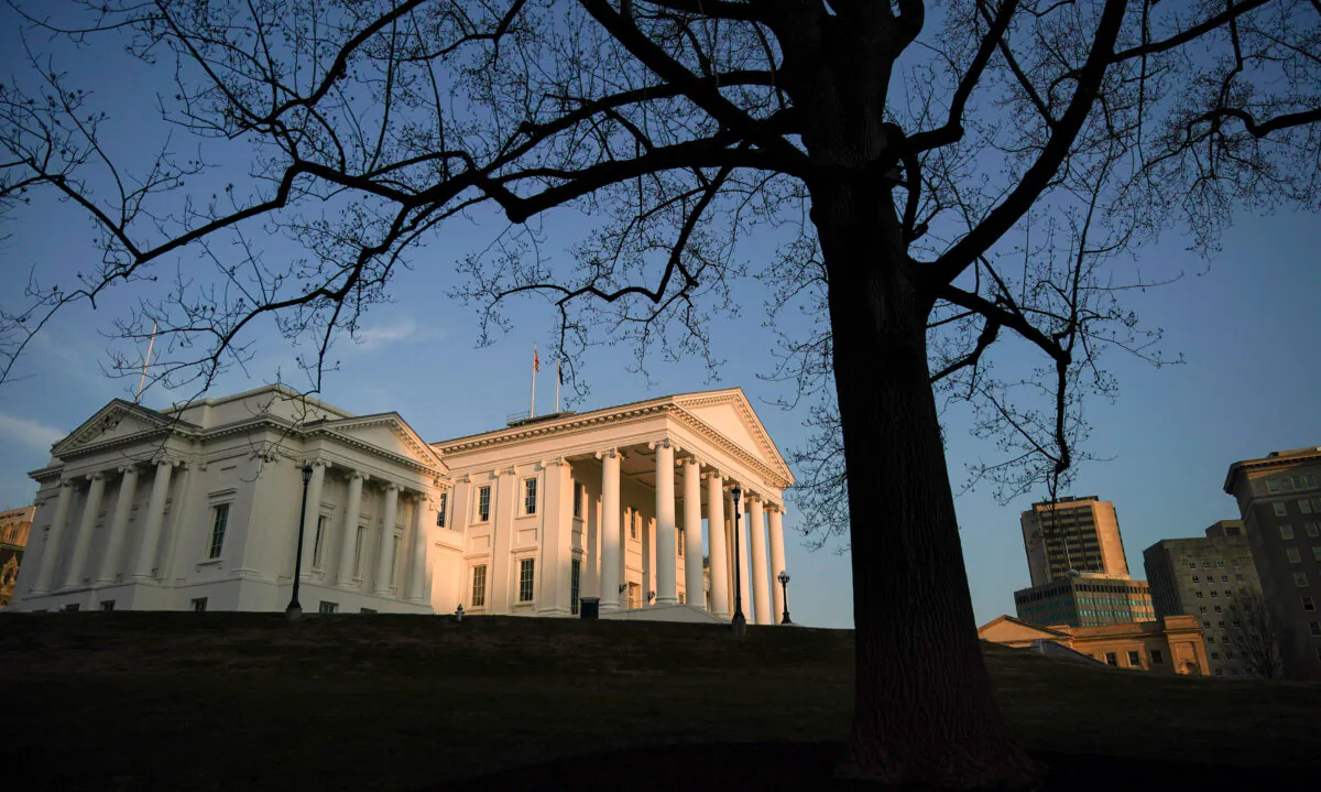 The Virginia State Capitol stands at sunset in downtown Richmond, Va., on Feb. 7, 2019. (Drew Angerer/Getty Images)