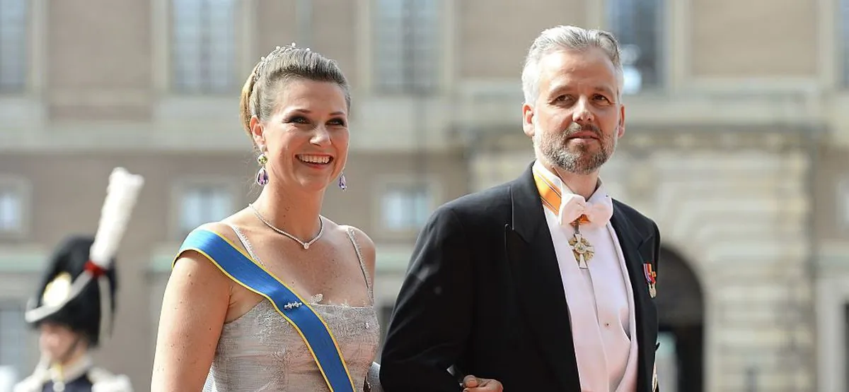 Princess Martha Louise and Ari Behn arrive for the wedding of Sweden's Crown Prince Carl Philip and Sofia Hellqvist at Stockholm Palace on June 13, 2015. (Jonathan Nackstrand/AFP via Getty Images)