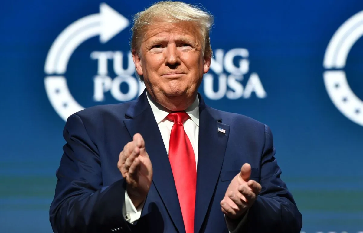 U.S. President Donald Trump spoke at Turning Point USA Student Action Summit at the Palm Beach County Convention Center in West Palm Beach, Fla., on Dec. 21, 2019. (Nicholas Kamm/AFP via Getty Images)