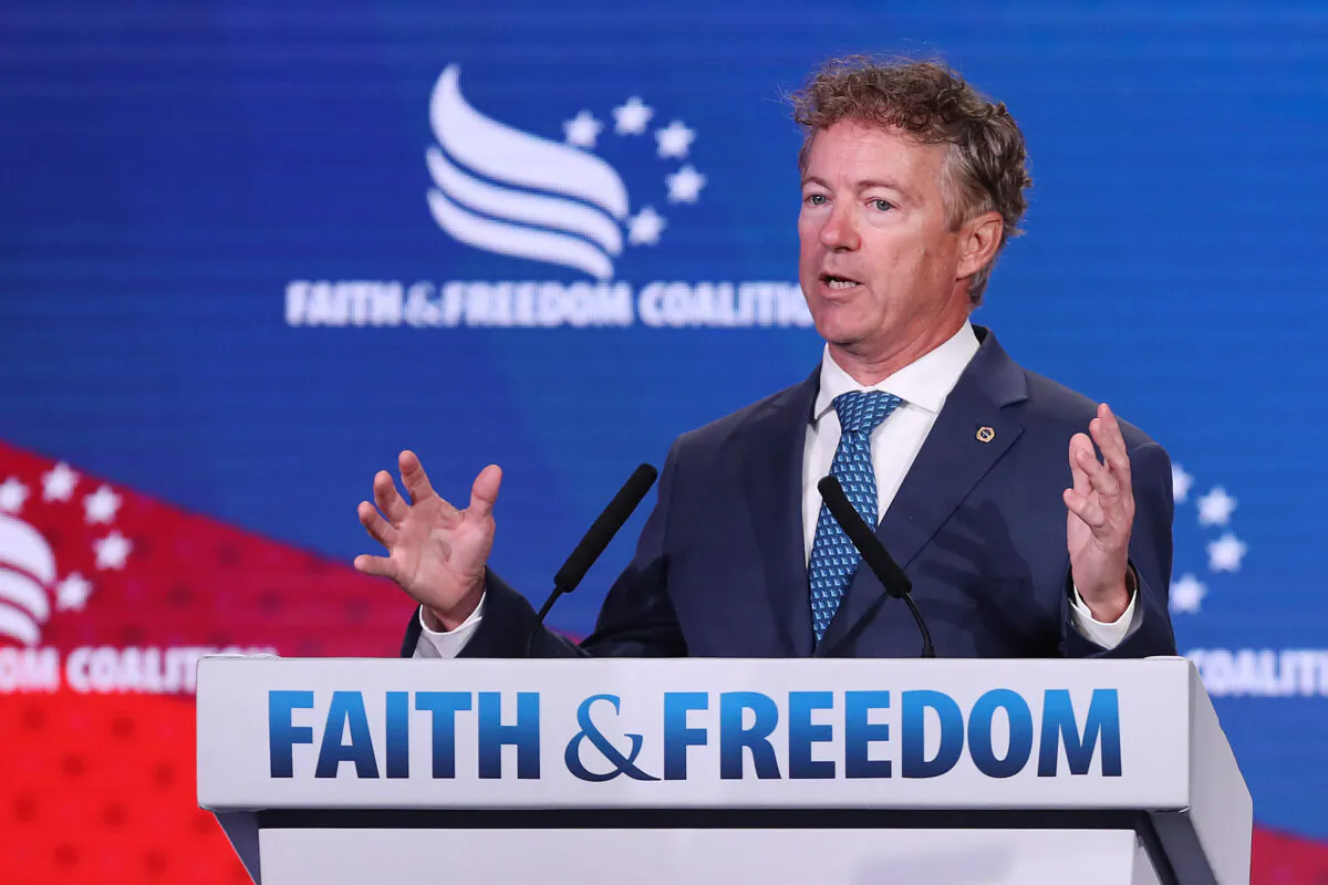 Sen. Rand Paul (R-Ky.) addresses the Faith and Freedom Coalition's Road to Majority Policy Conference on June 27, 2019 in Washington. (Chip Somodevilla/Getty Images)