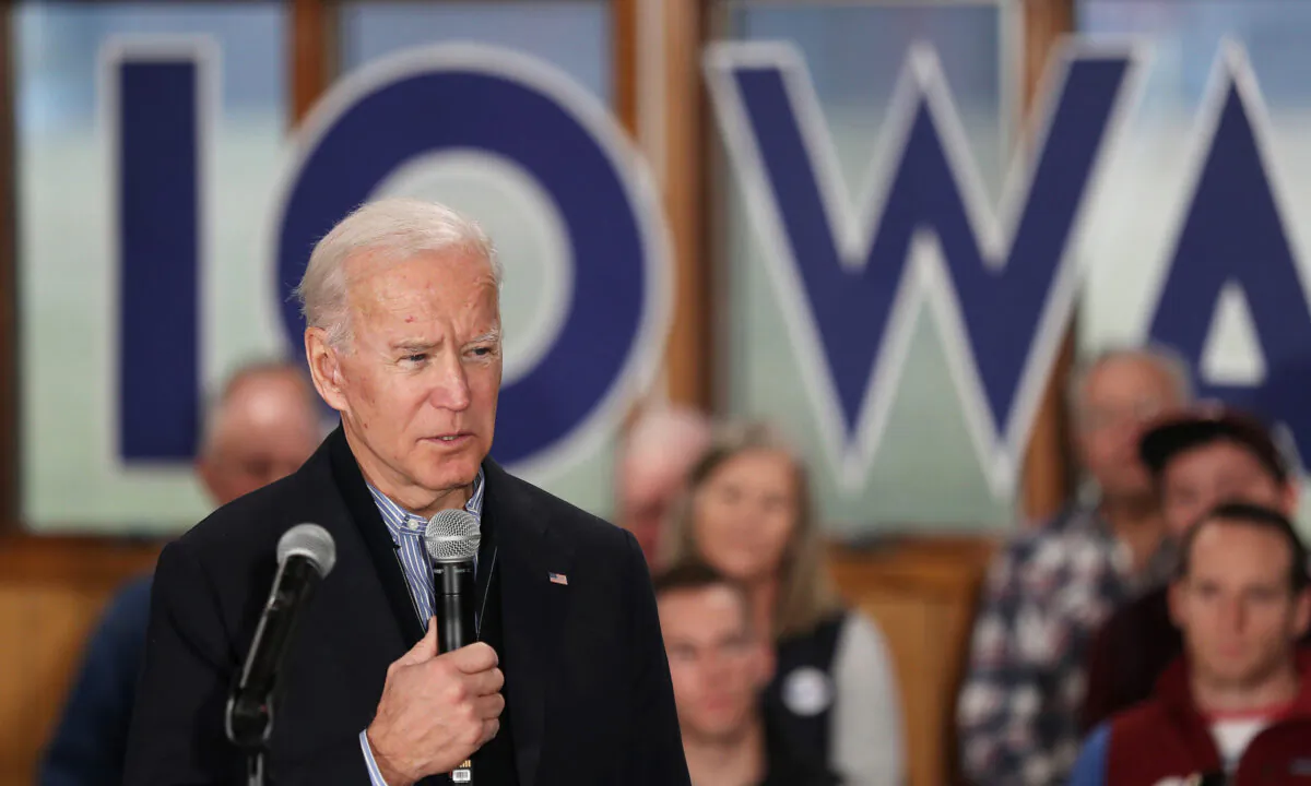 Democratic presidential candidate, former Vice President Joe Biden makes a campaign stop at Tipton High School in Tipton, Iowa, on Dec. 28, 2019. (Joe Raedle/Getty Images)