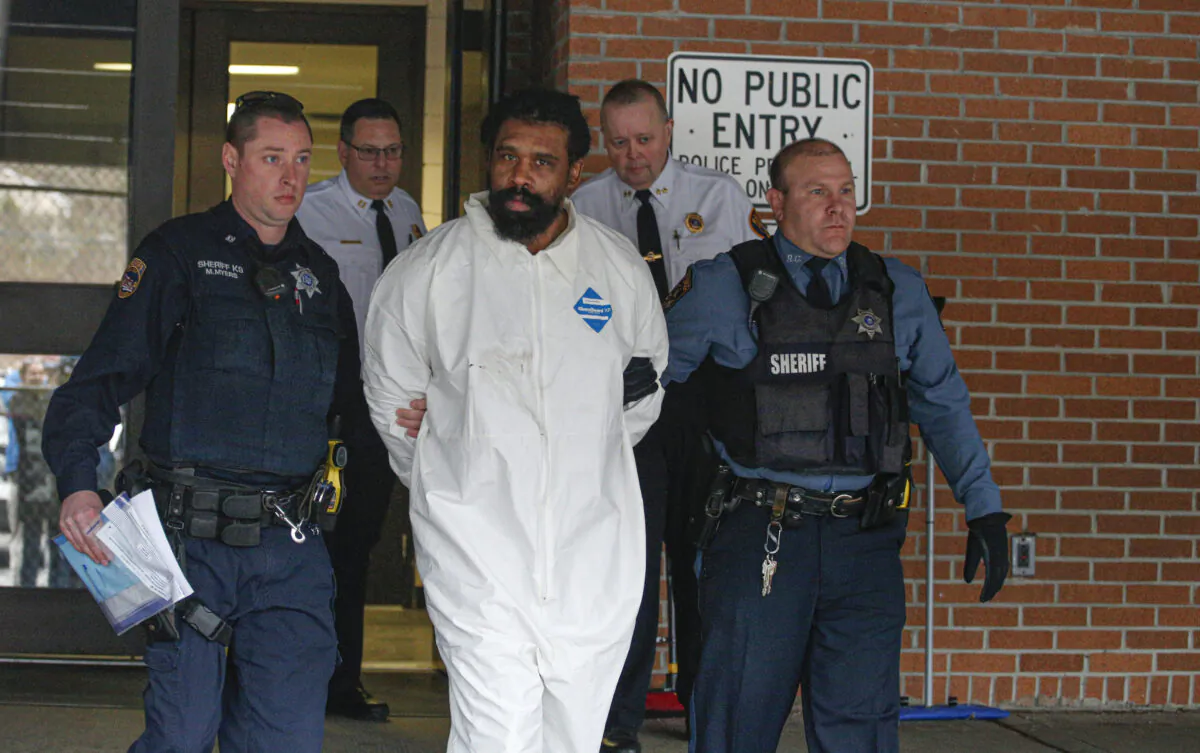Suspect in Hanukkah celebration stabbings Thomas Grafton, 37 years old from Greenwood Lake,  leaves the Ramapo Town Hall in Airmont, New York after being arrested on Dec. 29, 2019. (Photo by Kena Betancur/AFP via Getty Images)