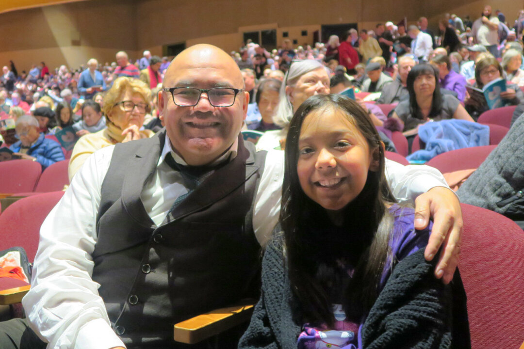 Daniel Hernandez and his daughter, Abby, attended Shen Yun Performing Arts together at the San Jose Center for the Performing Arts in San Jose, Calif., on Dec. 29, 2019. (Michelle Yang/The Epoch Times)