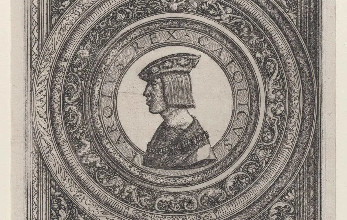 A detail from the portrait of Emperor Charles V, circa 1519, by Daniel Hopfer. Etching, plate. Gift of Junius S. Morgan, 1919; The Metropolitan Museum of Art, New York. (Public Domain)