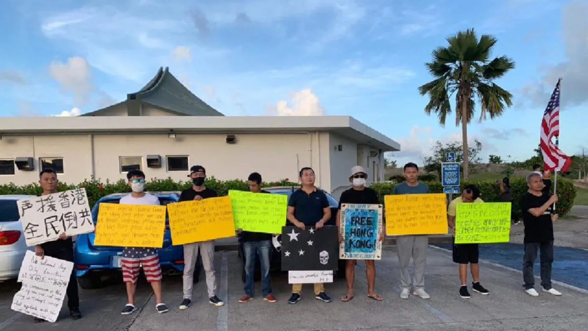 Chinese activists march in support of Hong Kong protests in Saipan on Dec. 29, 2019. (Courtesy of Li Min) 