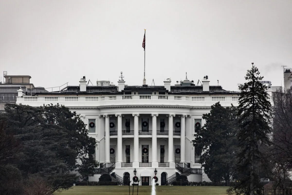 The White House is seen in the distance from the base of the Washington Monument in Washington on Dec. 16, 2019. (Samuel Corum/Getty Images)