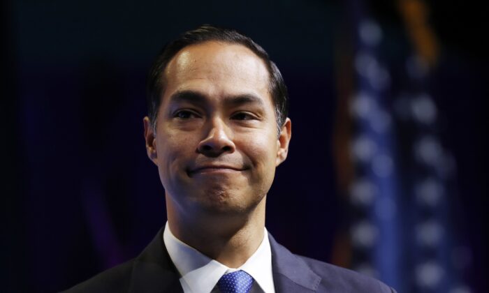 Former Housing and Urban Development Secretary and Democratic presidential candidate Julian Castro speaks at the J Street National Conference in Washington on Oct. 28, 2019. (Jacquelyn Martin/AP Photo)