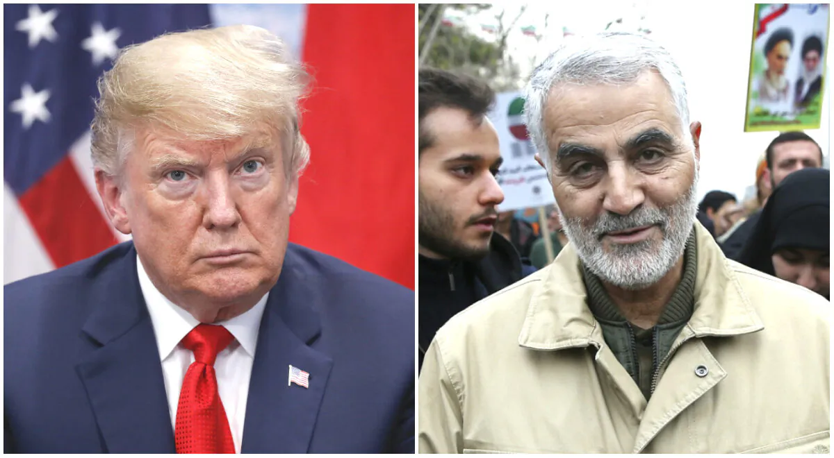 (L) President Donald Trump in Buenos Aires, Argentina, on Nov. 30, 2018. (Pablo Martinez Monsivais/AP)
(R) Revolutionary Guard Gen. Qassem Soleimani attends an annual rally commemorating the anniversary of the 1979 Islamic revolution, in Tehran, Iran on Feb. 11, 2016. (Ebrahim Noroozi/AP Photo)