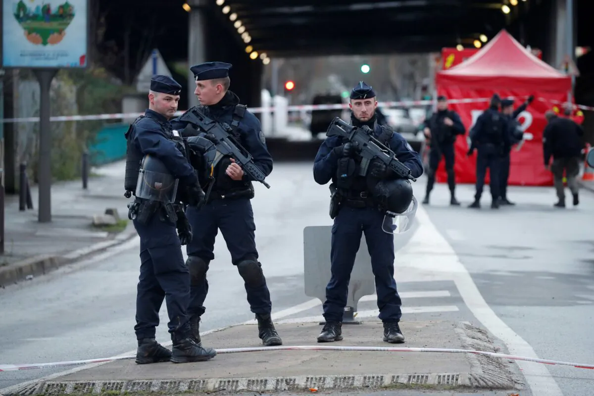 French police secure an area in Villejuif near Paris, France, on Jan. 3, 2020, after police shot dead a man who tried to stab several people in a public park. (Charles Platiau/File Photo/Reuters)