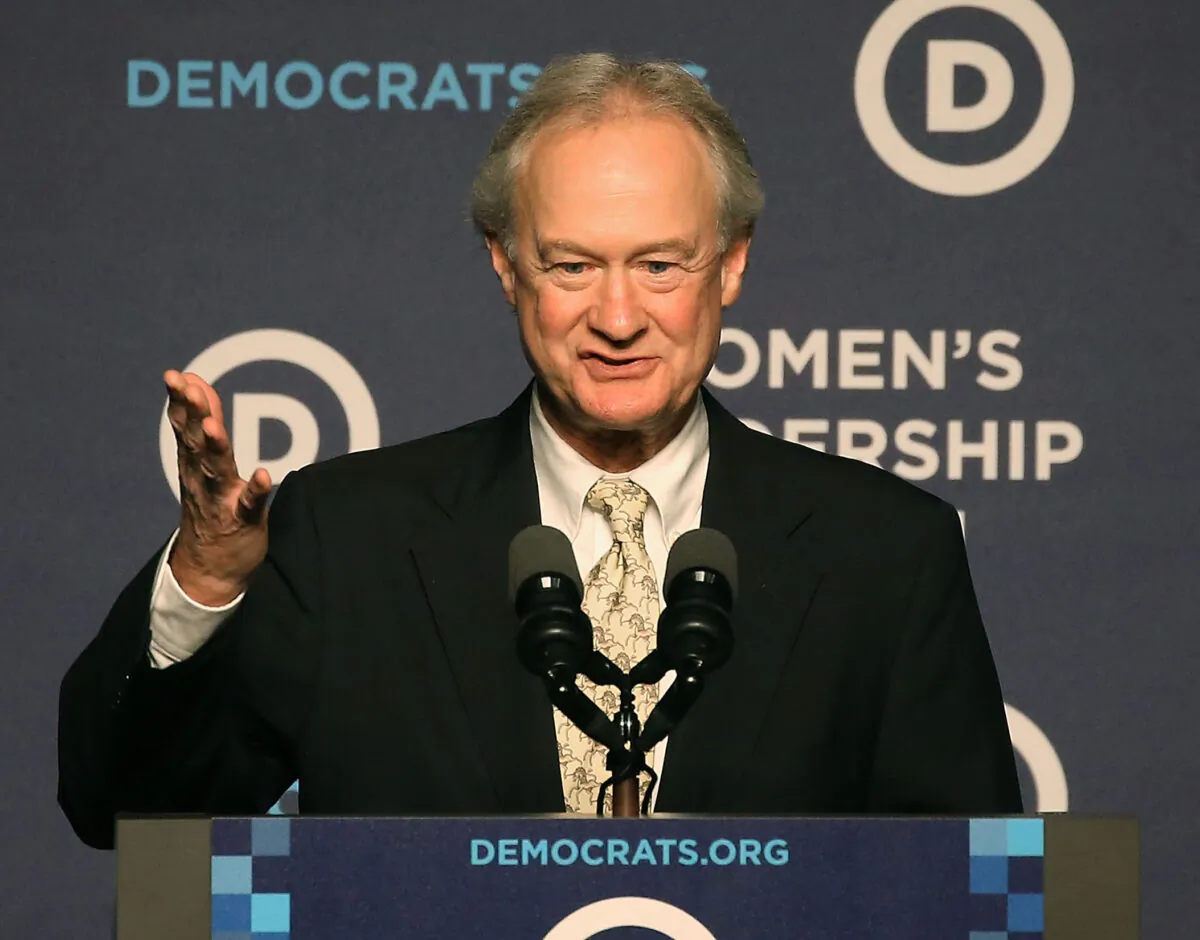 Former Gov. Lincoln Chafee (D-RI) announces his decision to drop out of the race for the 2016 Democratic Presidential nomination, at the Democratic National Committee's Women's Leadership Forum on Oct. 23, 2015 in Washington, DC. (Photo by Mark Wilson/Getty Images)