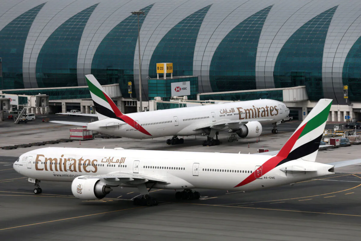 Emirates Airline Boeing 777-300ER planes are seen at Dubai International Airport in Dubai, United Arab Emirates, on Feb. 15, 2019. (Christopher Pike/Reuters)