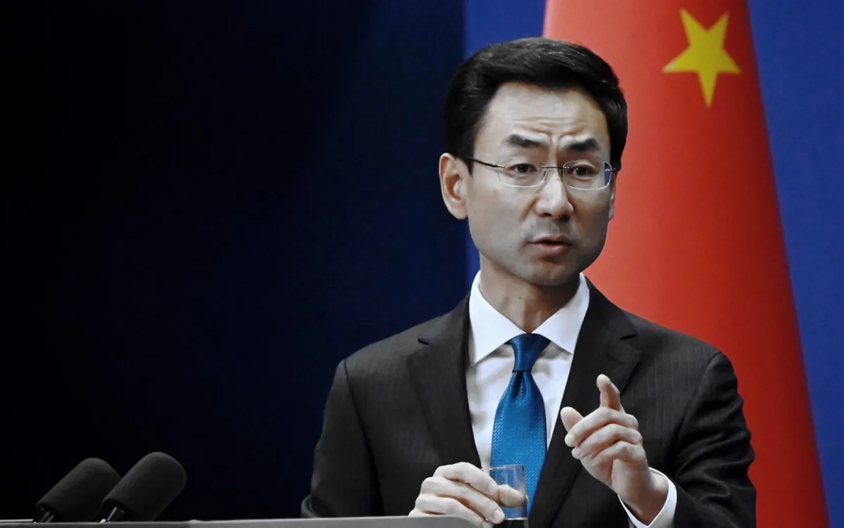 China's Ministry of Foreign Affairs spokesman Geng Shuang answers a question during a briefing in Beijing on Nov. 28, 2019. (Wang Zhao/AFP via Getty Images)
